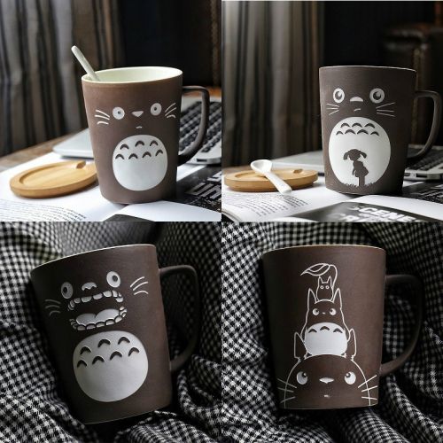 Large Capacity Handmade Ceramic Coffee Mug With lid And Spoon