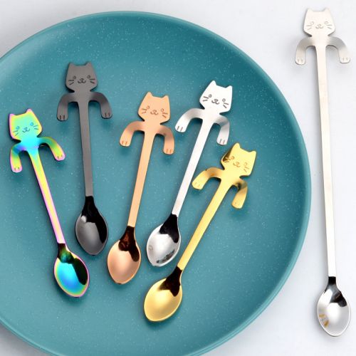 Mini Cute Coffee Spoon Stainless Steel Cartoon Cat