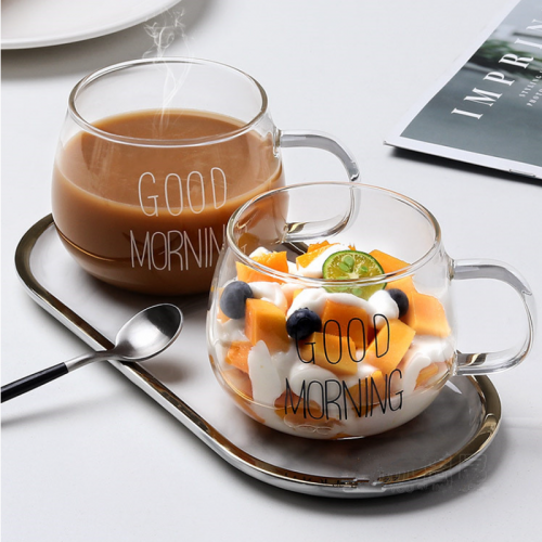 Letter Printed Transparent Creative Glass Coffee Cup
