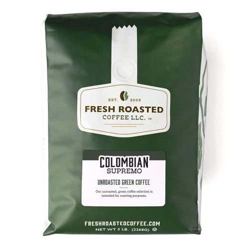 FRESH ROASTED COFFEE LLC, GREEN UNROASTED COLOMBIAN SUPREMO COFFEE BEANS, 5 POUND BAG