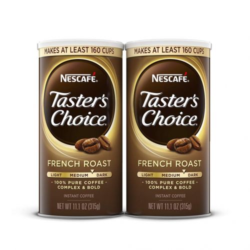 NESCAFE Taster's Choice, French Roast Medium Dark Roast Instant Coffee, 11.1 oz. Resealable Canister, 2 Pack (320 cups total)