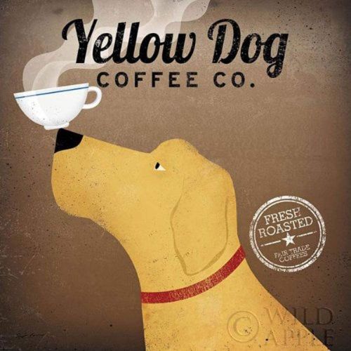 YELLOW DOG COFFEE CO BY RYAN FOWLER 12X12 COFFEE SIGN DOG LAB ANIMALS ART PRINT POSTER