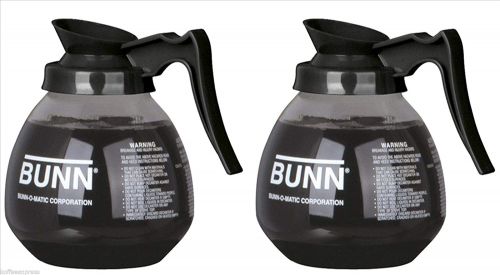 BUNN GLASS COFFEE POT DECANTER/CARAFE, REGULAR, 12 CUP CAPACITY, BLACK, SET OF 2